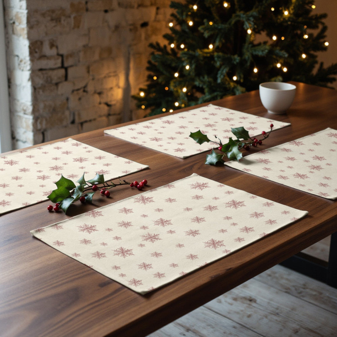 Mantel individual antimanchas pack 2 unidades Red Snowflake