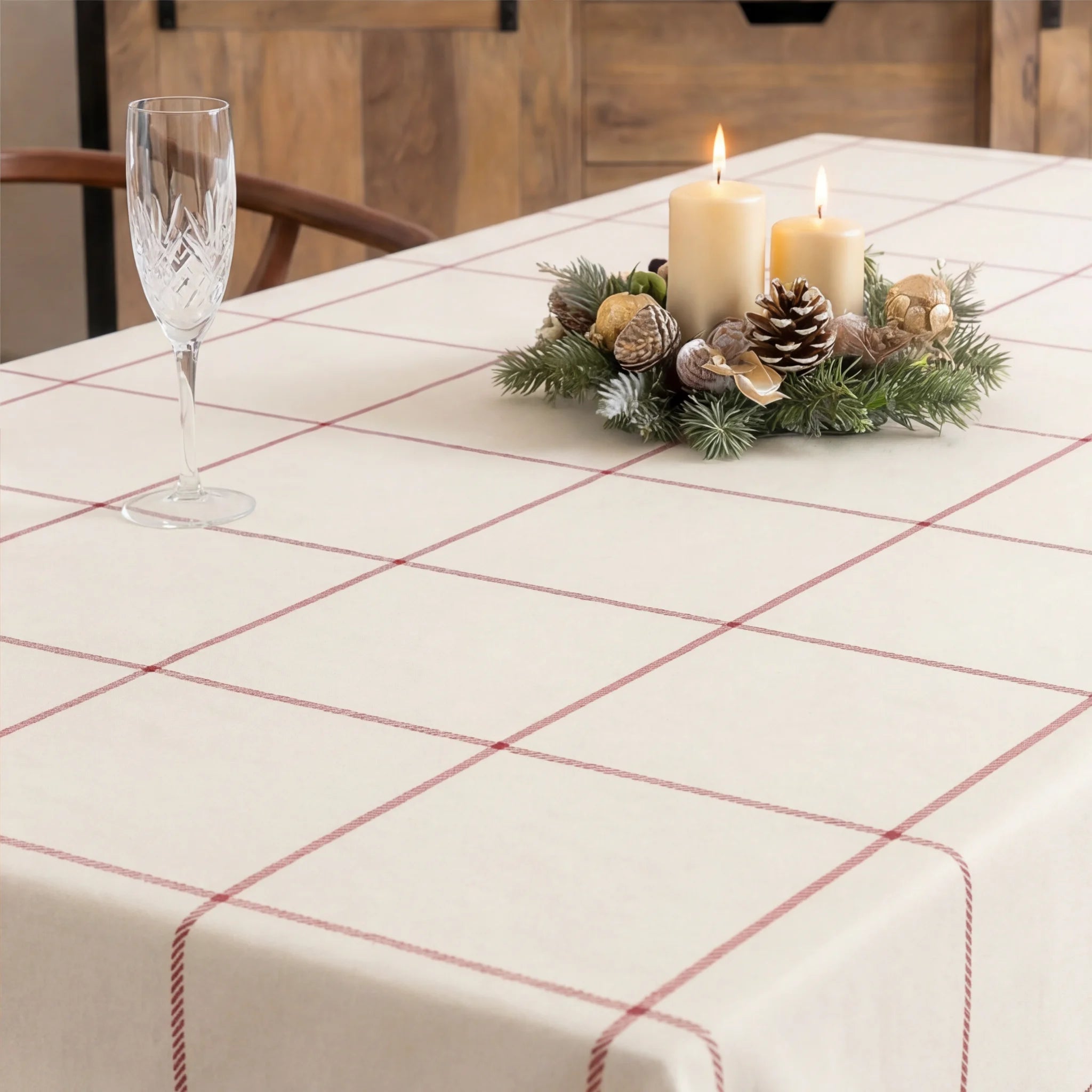 Mantel antimanchas Red windowpana 1225