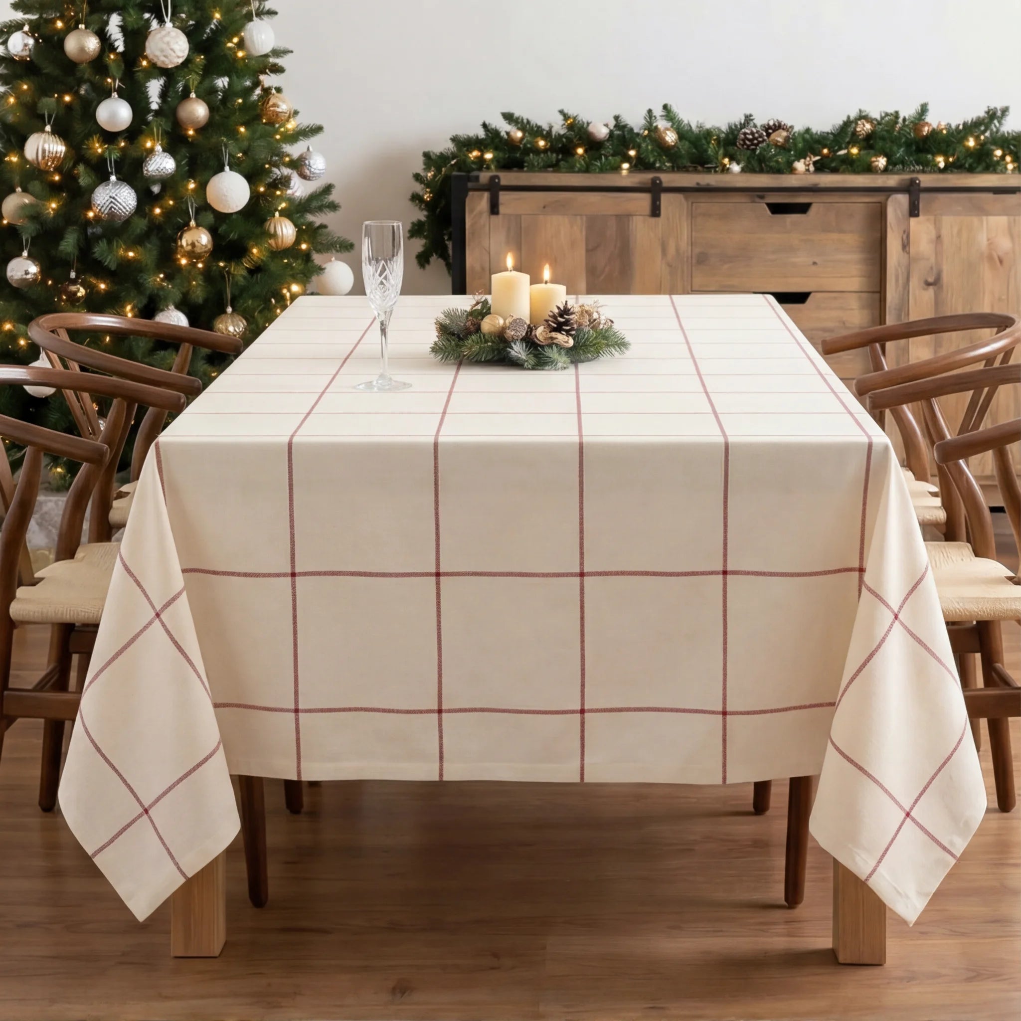 Mantel antimanchas Red windowpana 1225
