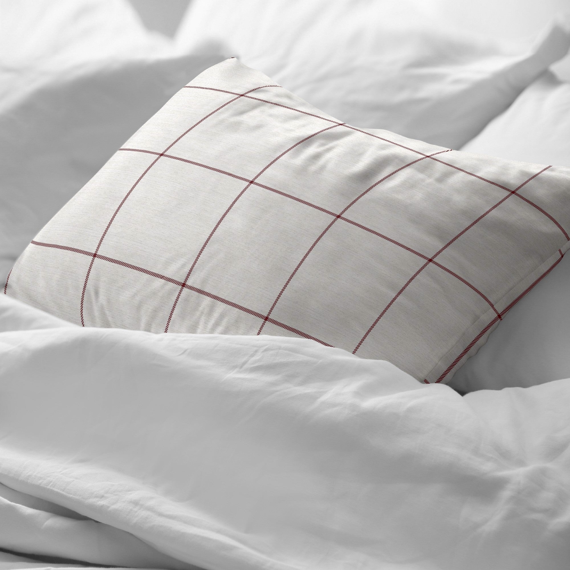 Funda de almohada Red Windowpana