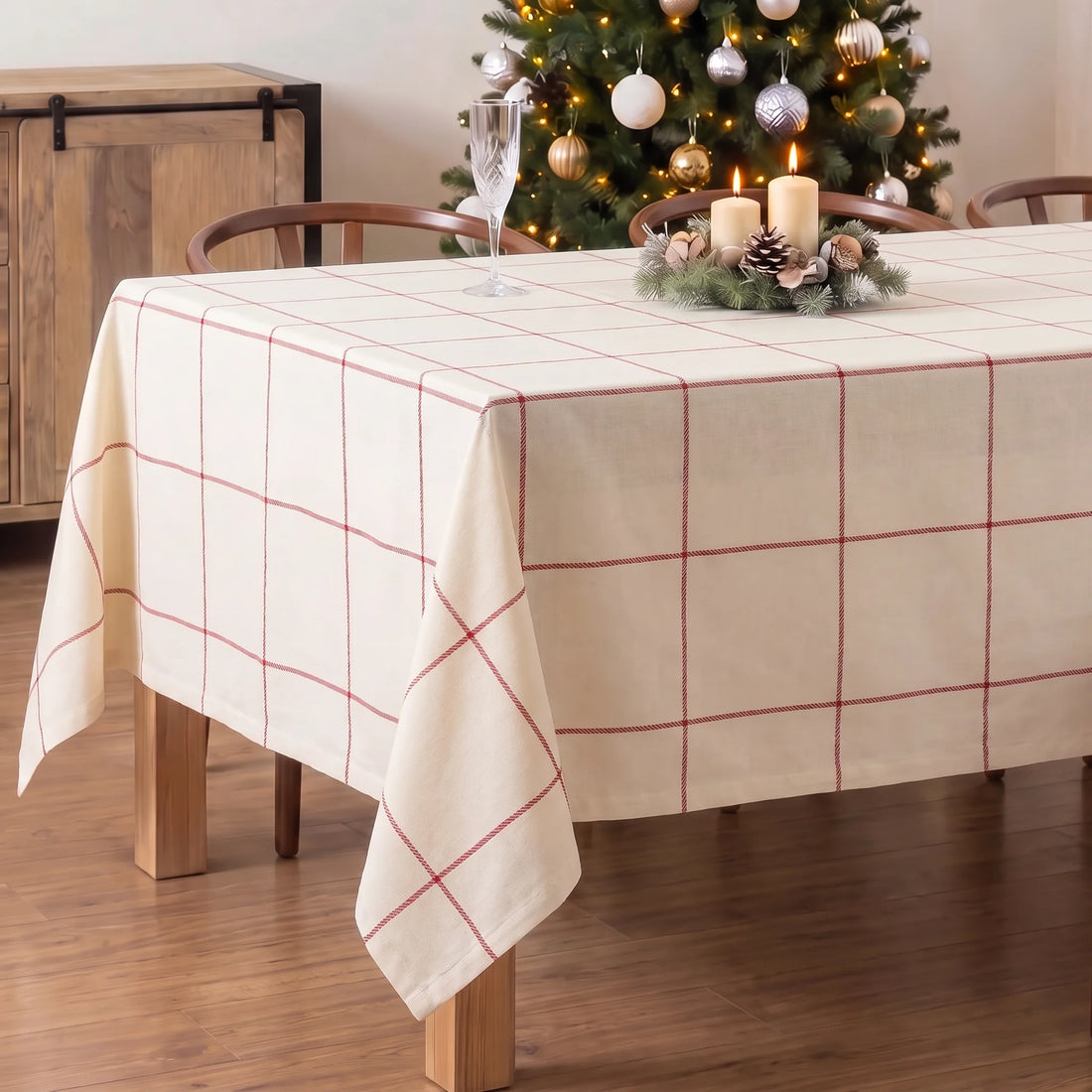 Mantel antimanchas Red windowpana 1225