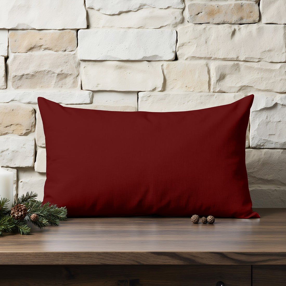 Funda de cojín 100% algodón Rojo Liso 30x50 cm