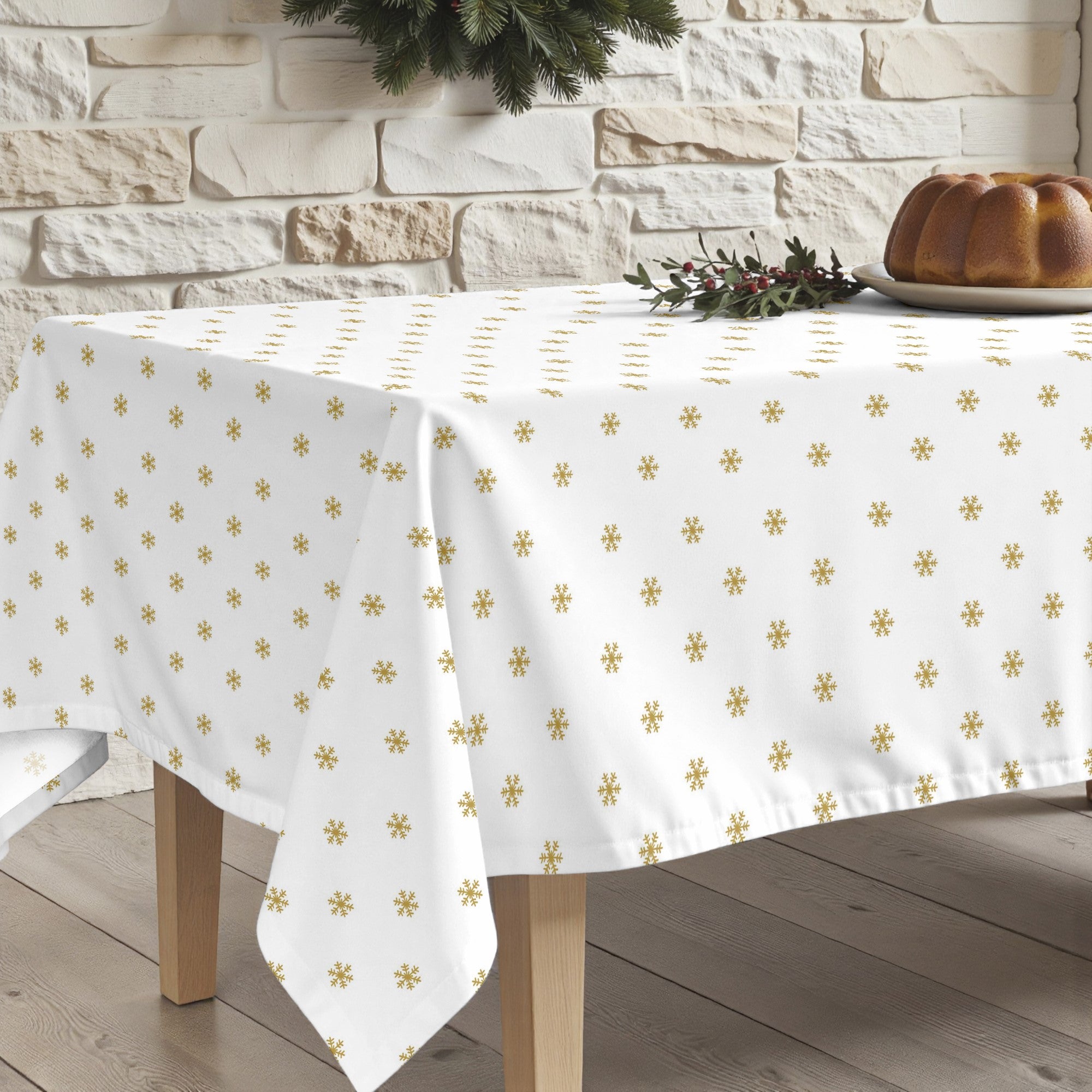 Mantel antimanchas Snowflakes Gold