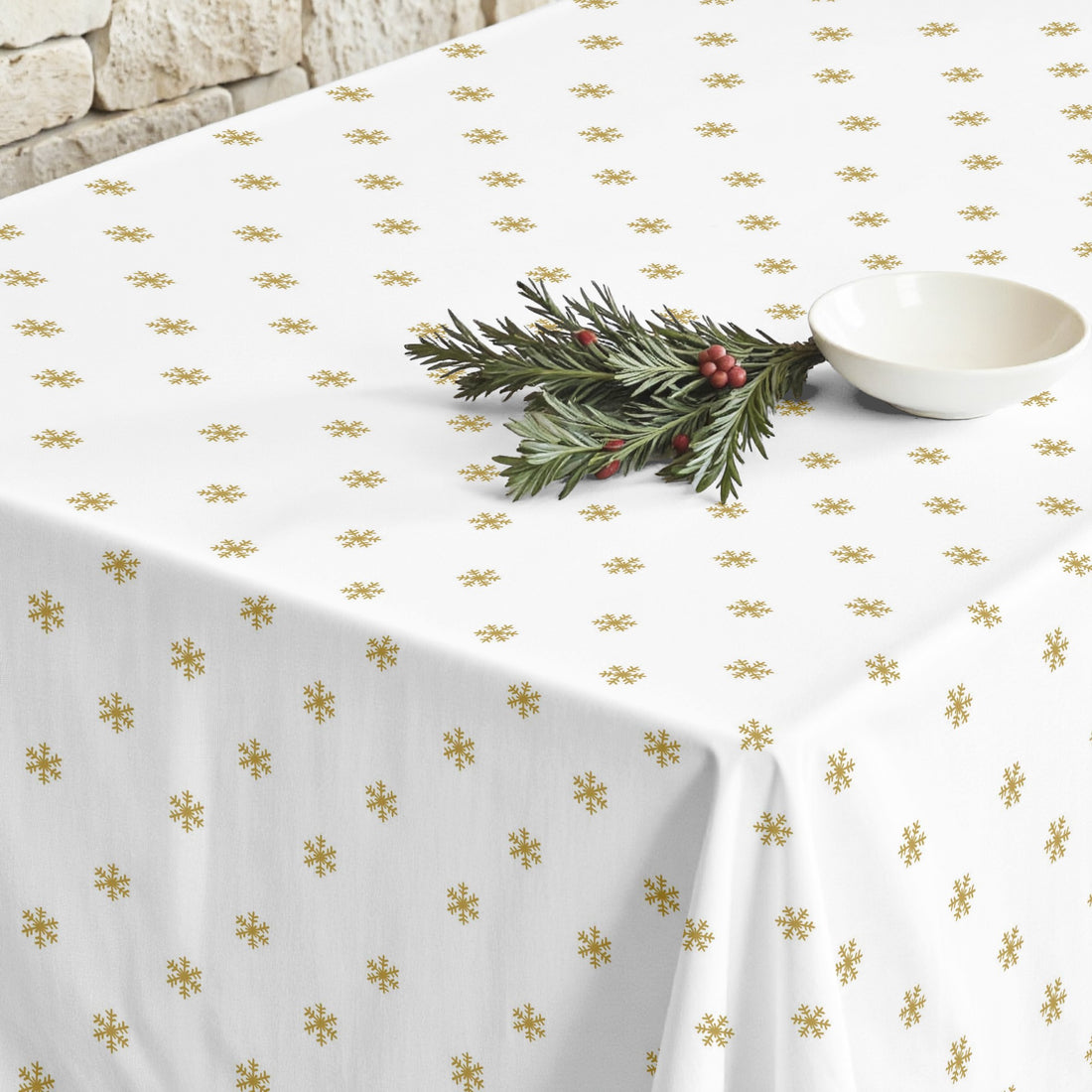 Mantel antimanchas Snowflakes Gold
