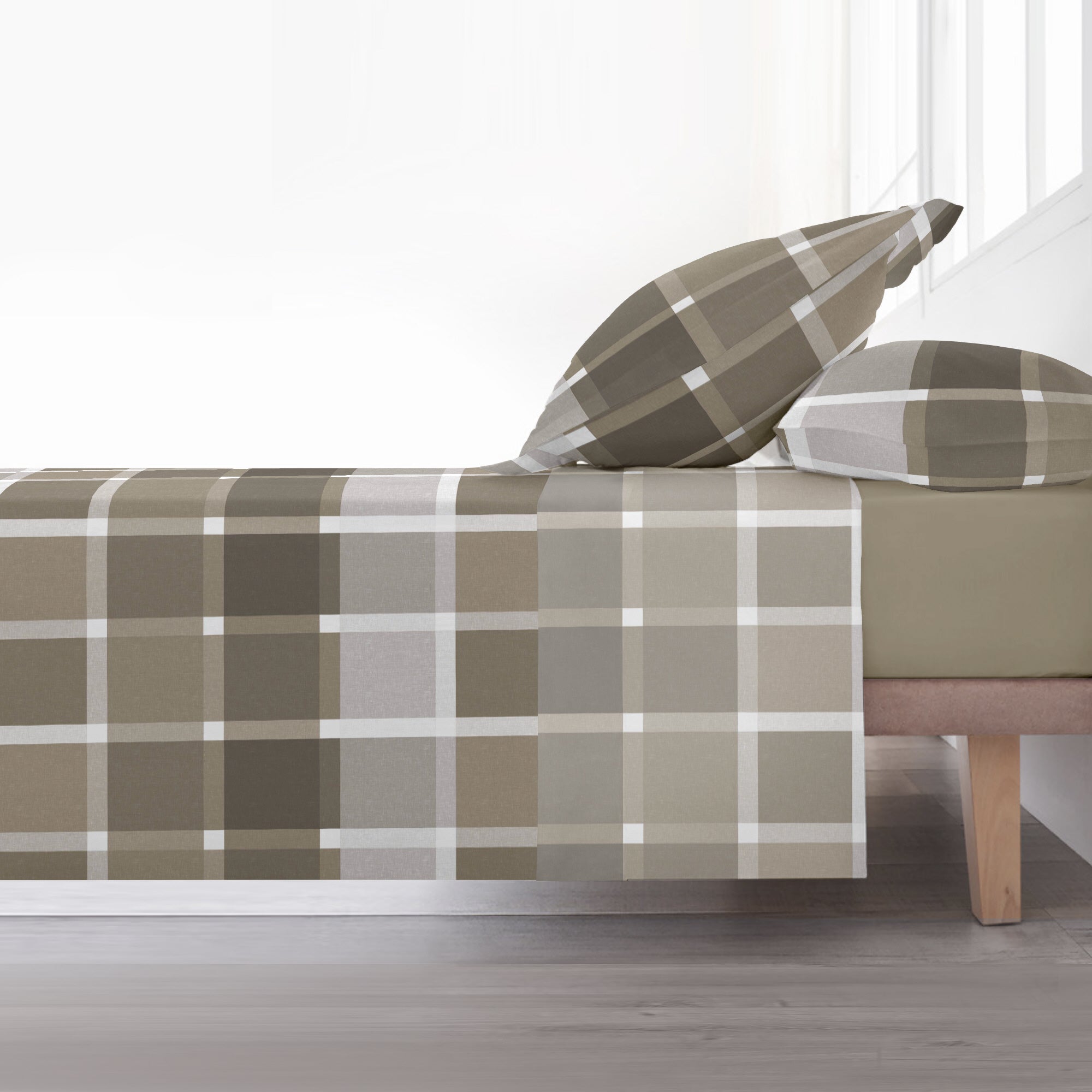 Juego de sábanas 100% algodón Sutton Marrón