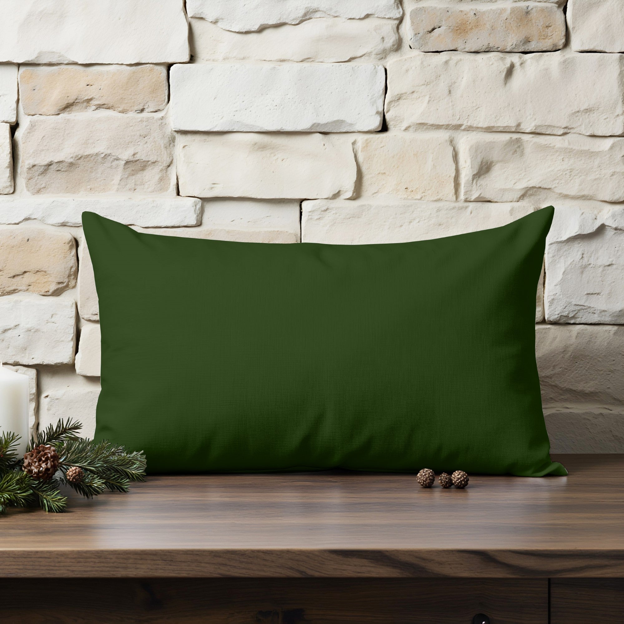 Funda de cojín 100% algodón Verde liso 30x50 cm