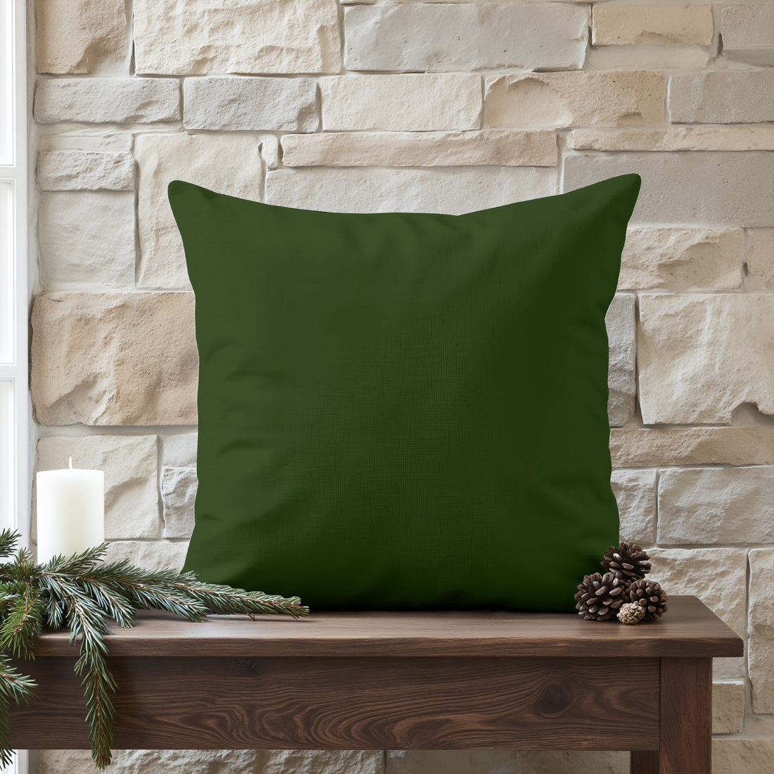 Funda de cojín 100% algodón Verde Liso 50x50 cm