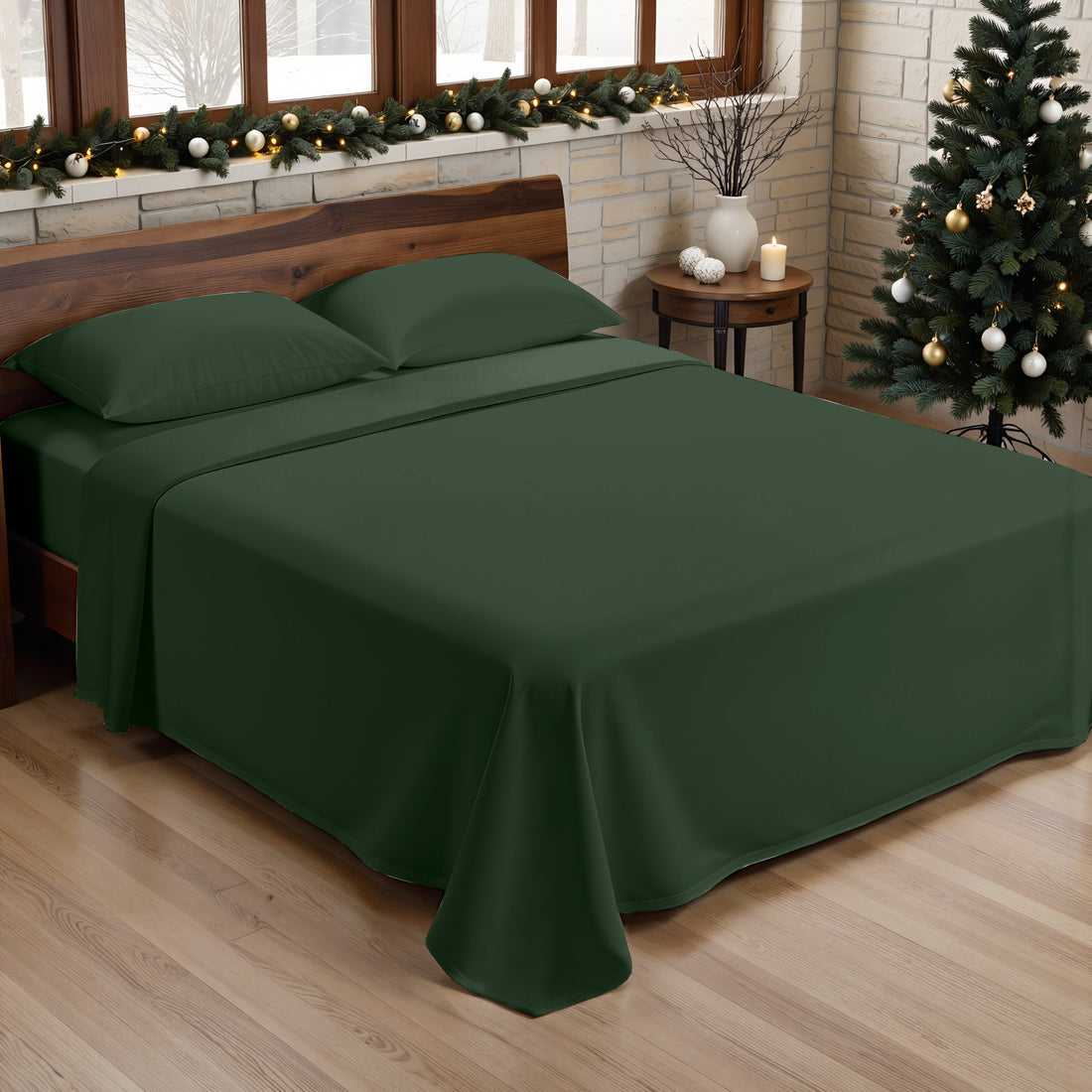 Juego de sábanas Verde Liso 100% algodón