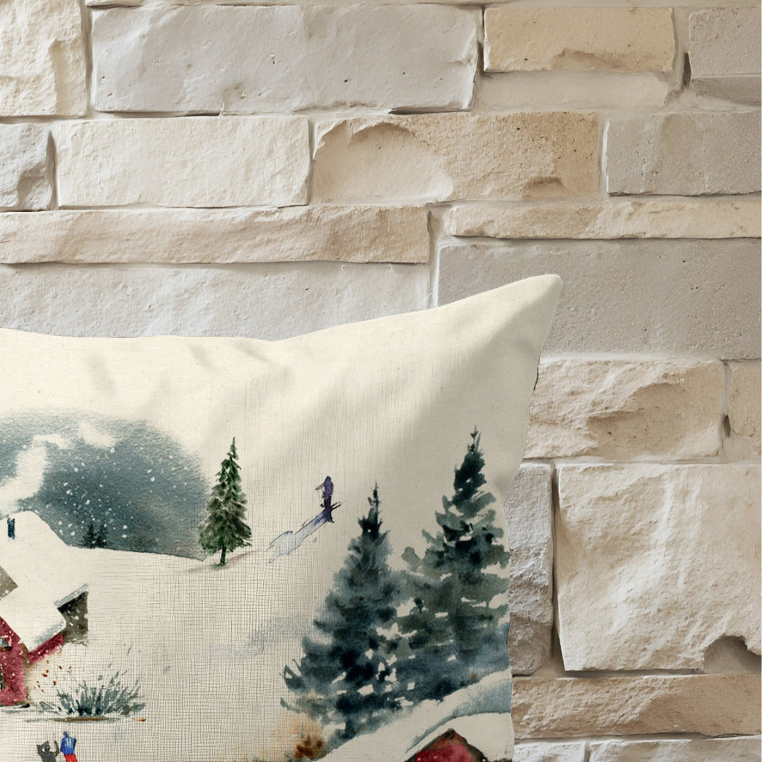 Funda de cojín 100% algodón Winter Ski 1225 30x50 cm