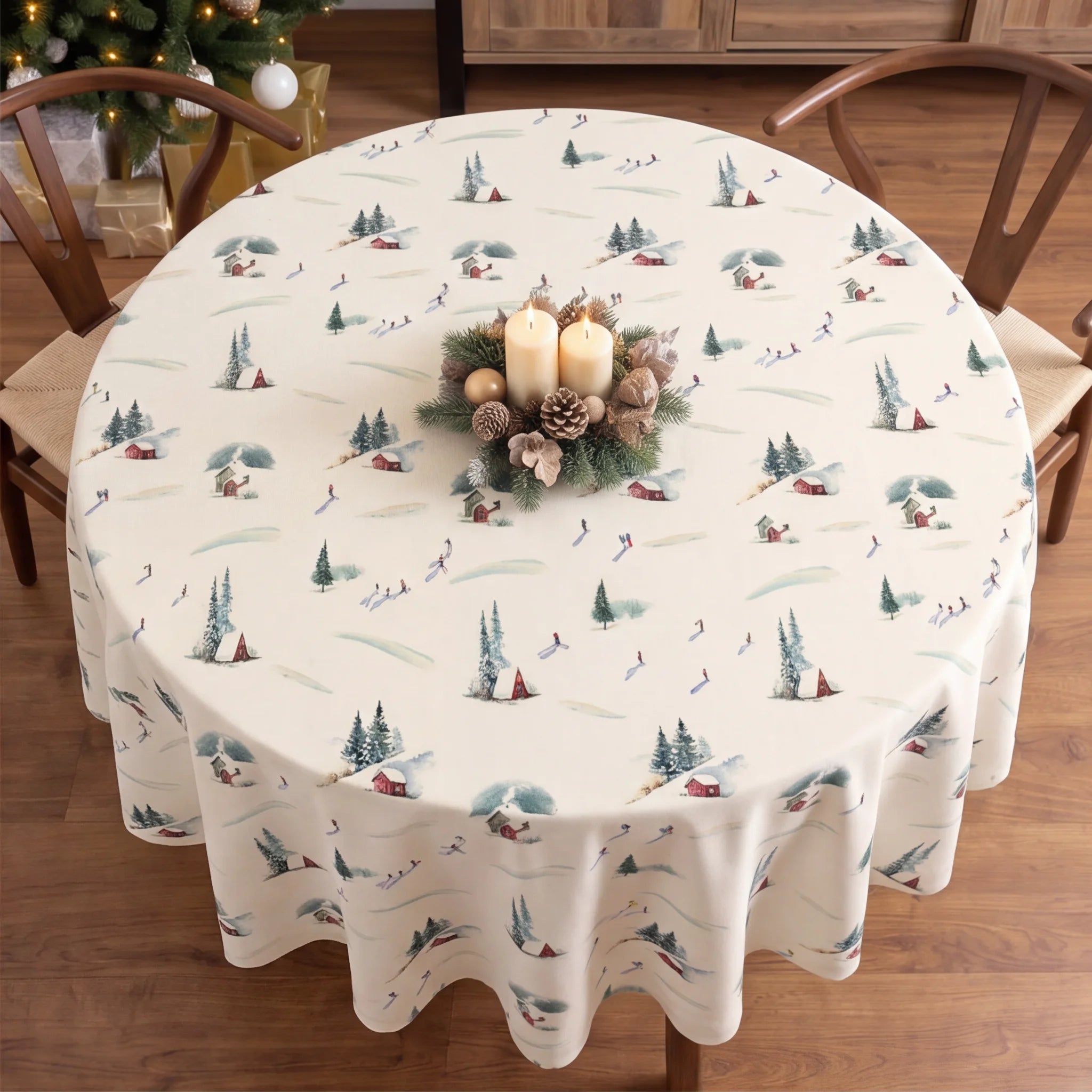 Mantel redondo antimanchas Winter Ski 1225
