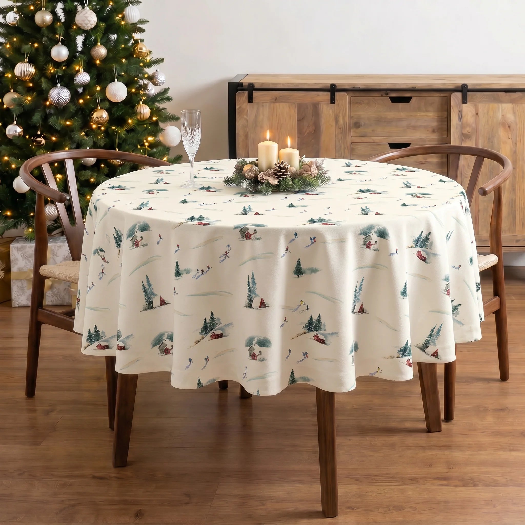 Mantel redondo antimanchas Winter Ski 1225