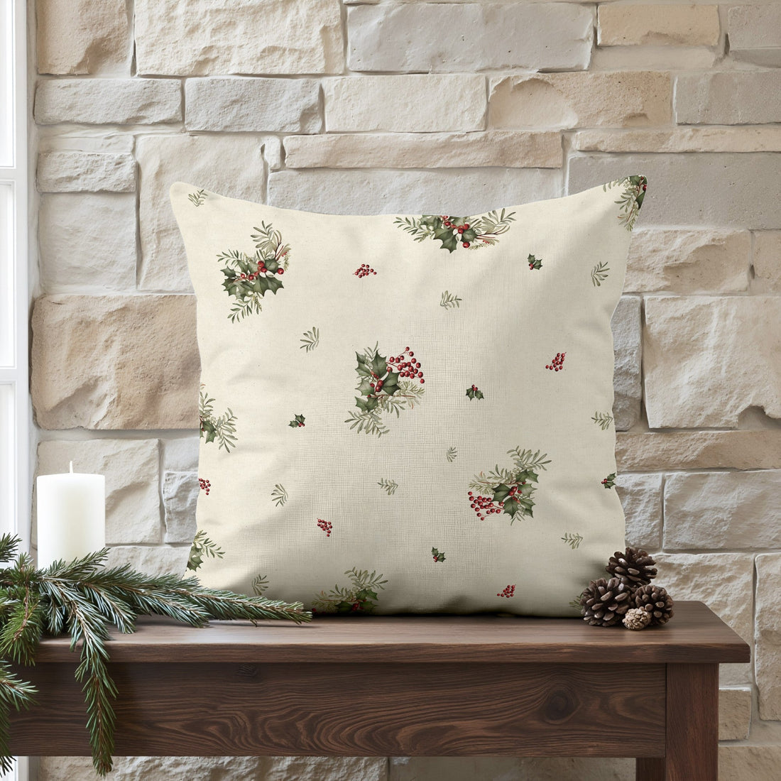 Funda de cojín 100% algodón Winter Holly 50x50 cm