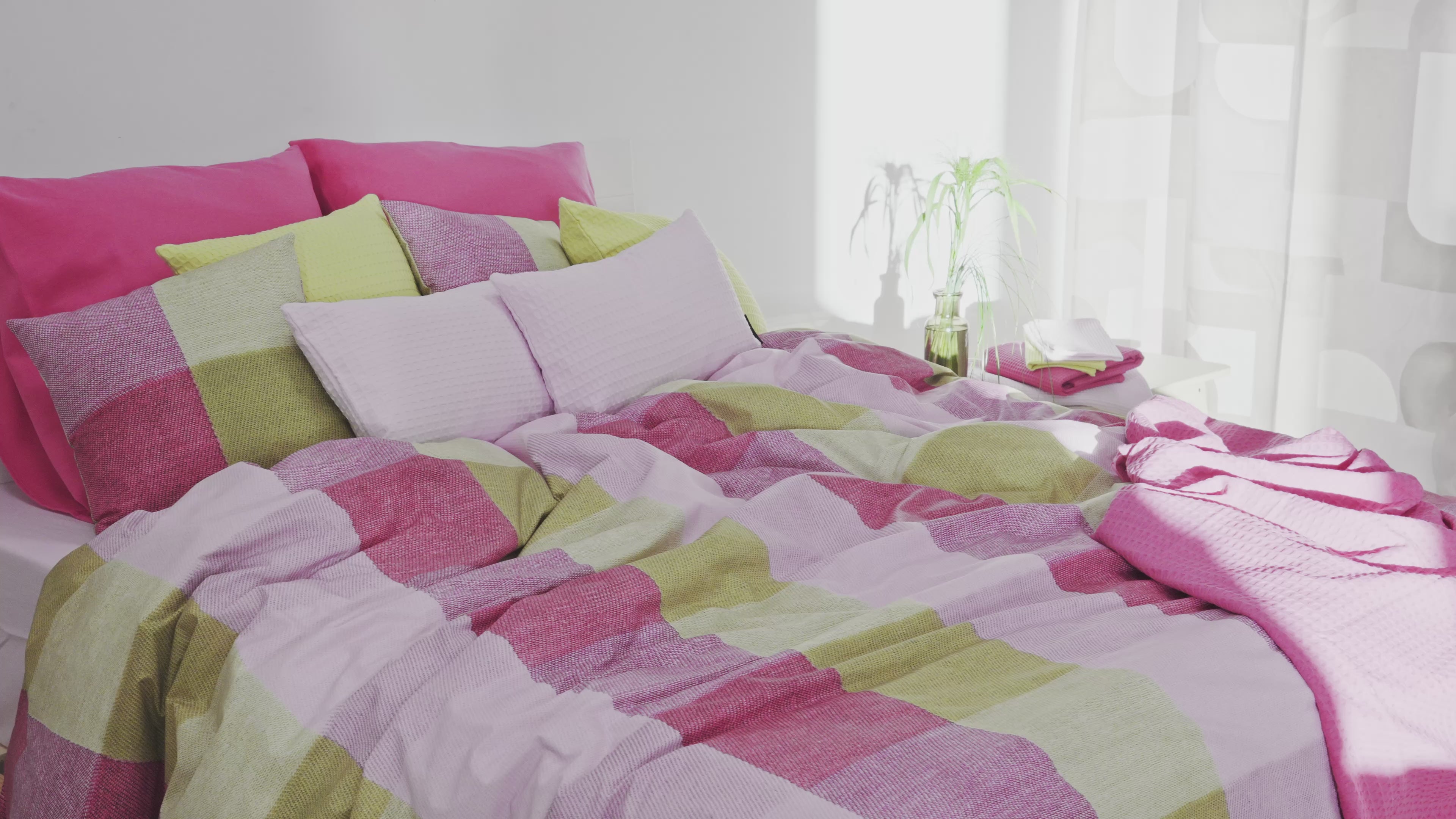 Housse de couette rose de bain 100% coton