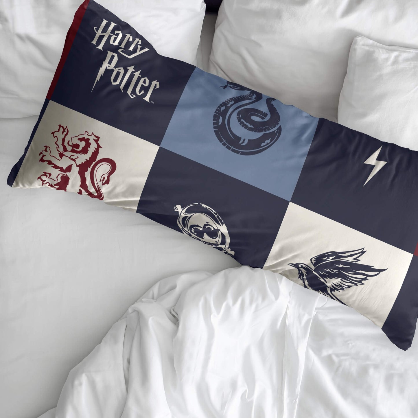 Funda de almohada 100% algodón Hogwarts Cuadros Azul 2