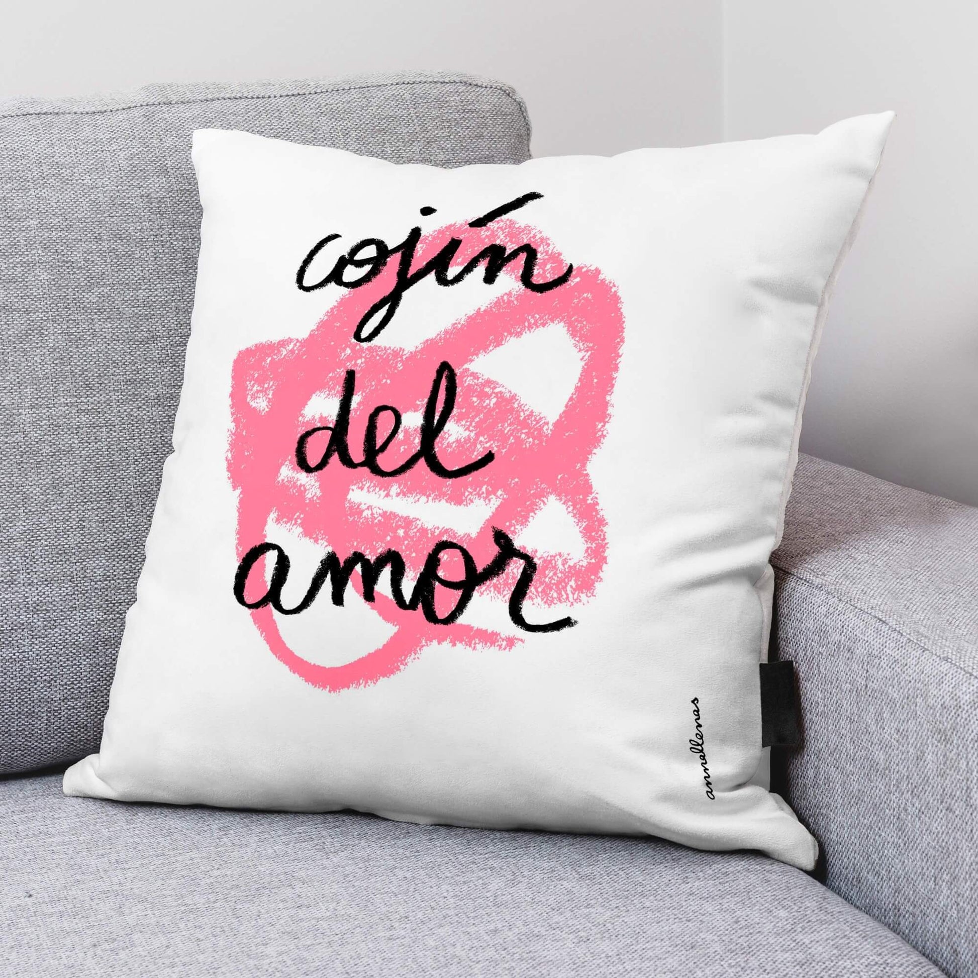 Funda de cojín 100% algodón 50x50 cm Amor de Anna Llenas en castellano 4