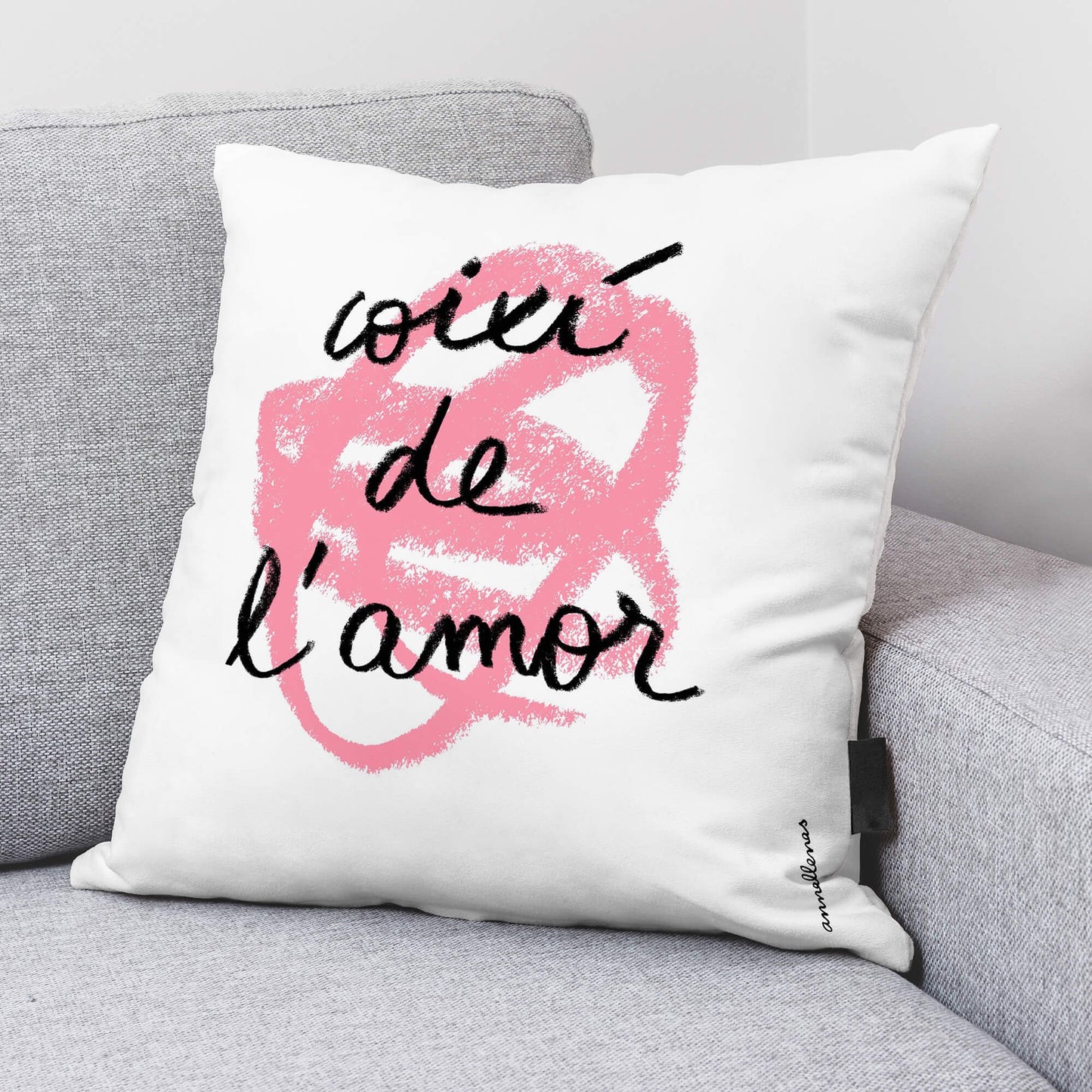 Funda de cojín 100% algodón 50x50 cm Amor de Anna Llenas en català 4