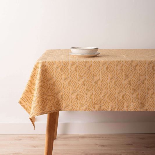 Bacoli 31990C Gold Jacquard Stain-Resistant Tablecloth