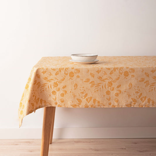 Bacoli 32010D2 Gold Jacquard Stain-Resistant Tablecloth