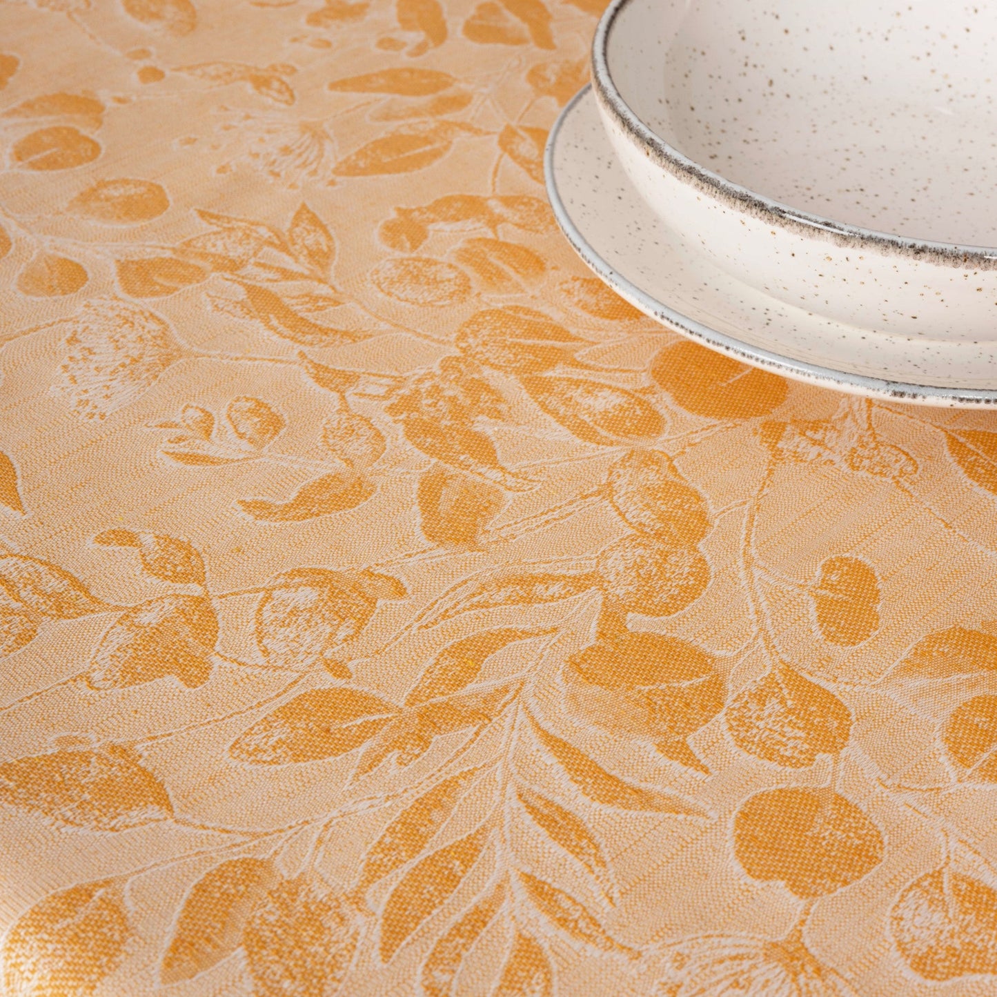 Bacoli 32010D2 Gold Jacquard Stain-Resistant Tablecloth