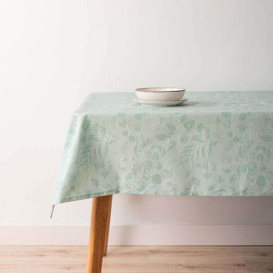 Bacoli 32010D2 Turquoise Jacquard Stain-Resistant Tablecloth