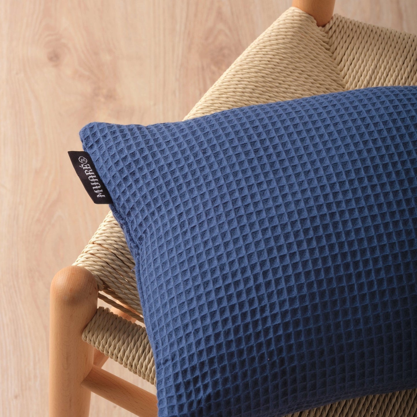 Housse de coussin Majolique Bleu Gaufre 50x50 cm