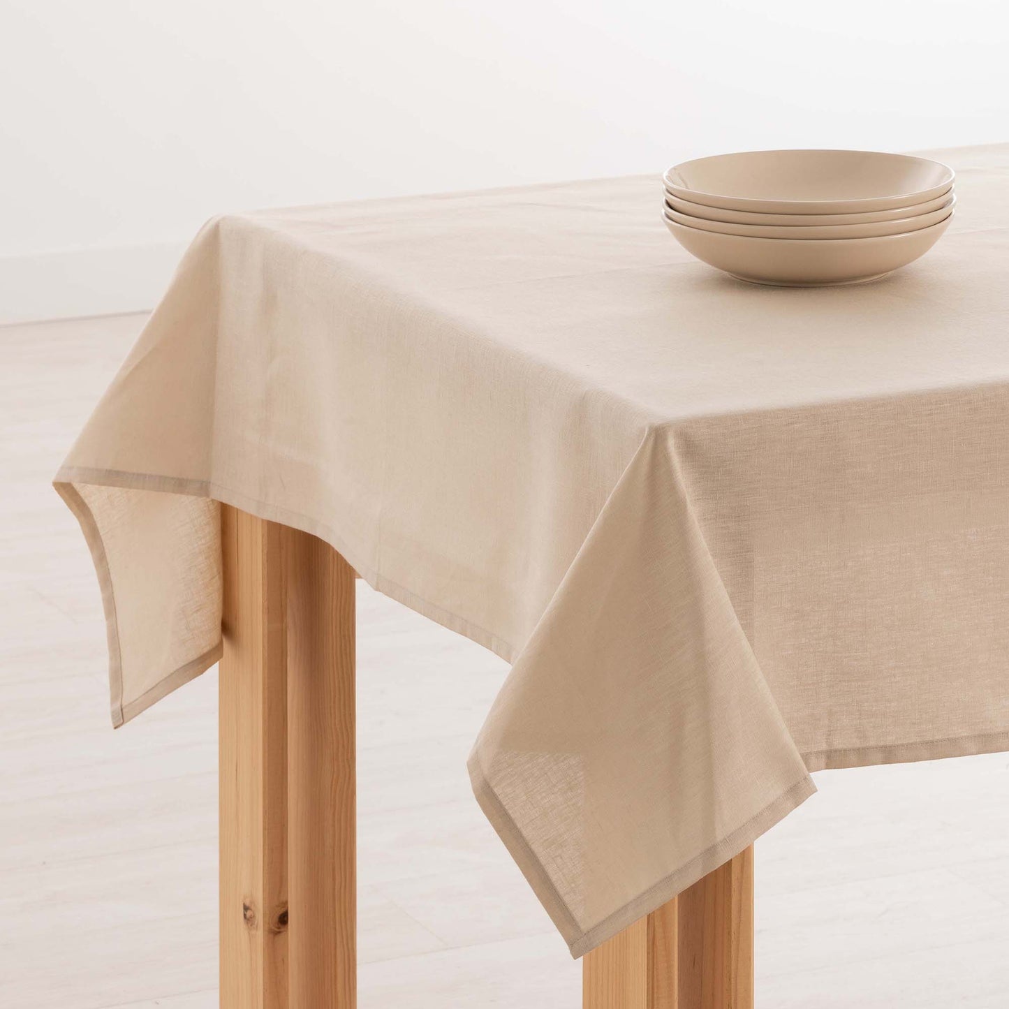 Water-repellent stain-resistant tablecloth Linen 100% Ash