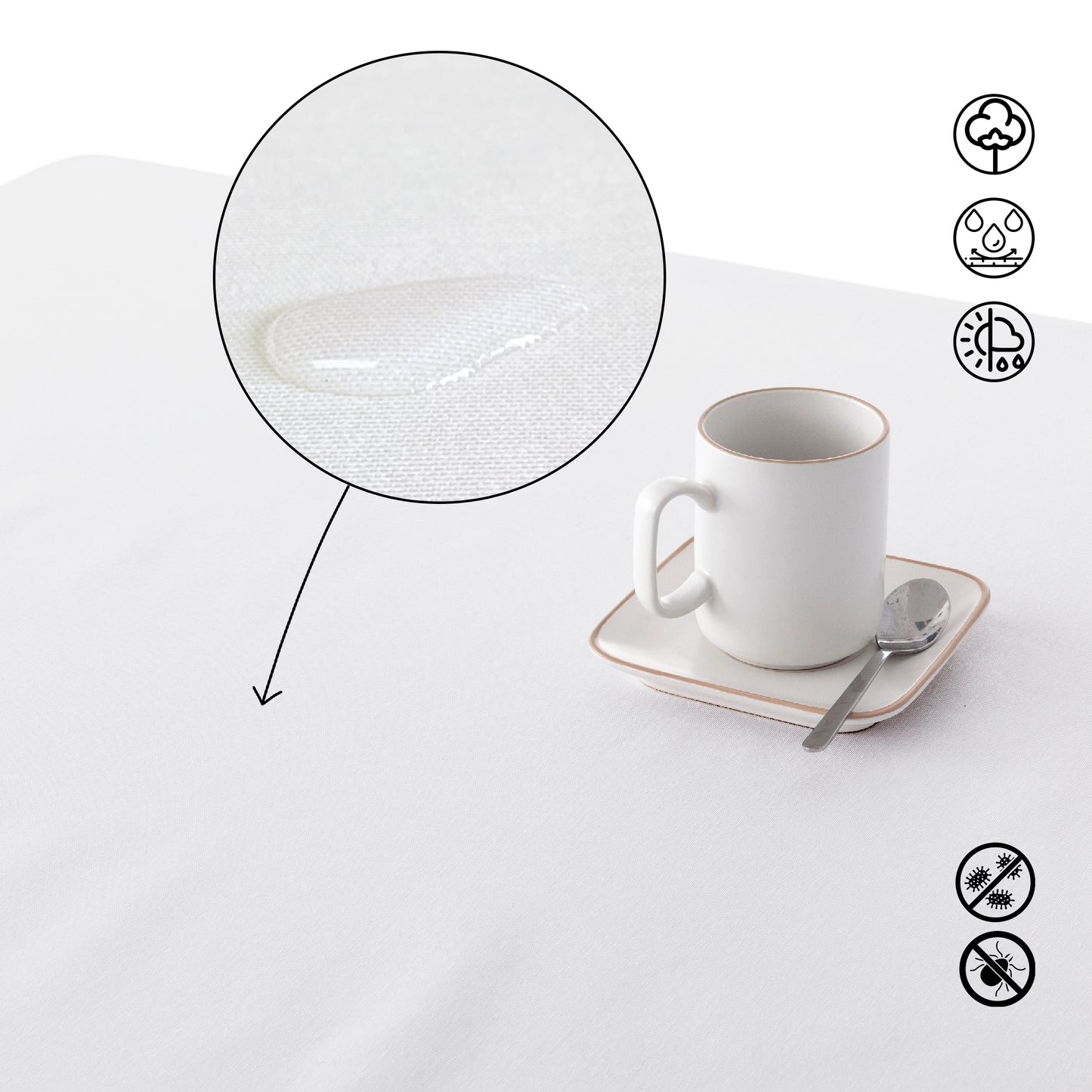 Water-repellent stain-resistant tablecloth Linen 100% Aqua
