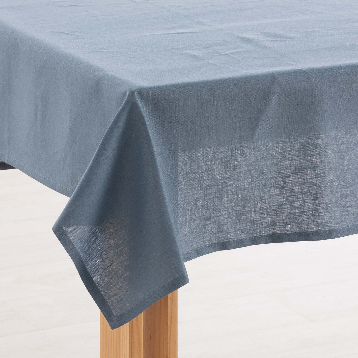 Waterproof stain-resistant tablecloth 100% Linen Denim Blue