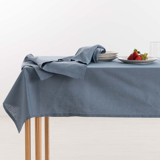 Waterproof Linen Tablecloth 100% Denim Blue