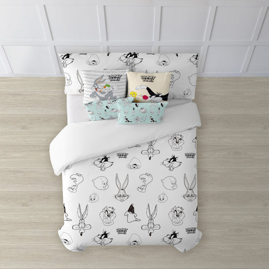 Duvet cover with buttons 100% cotton Looney B&amp;W